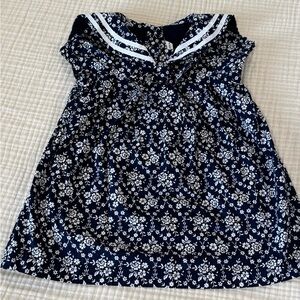 Janie and Jack Sailor Collar Floral Print Blouse Navy White